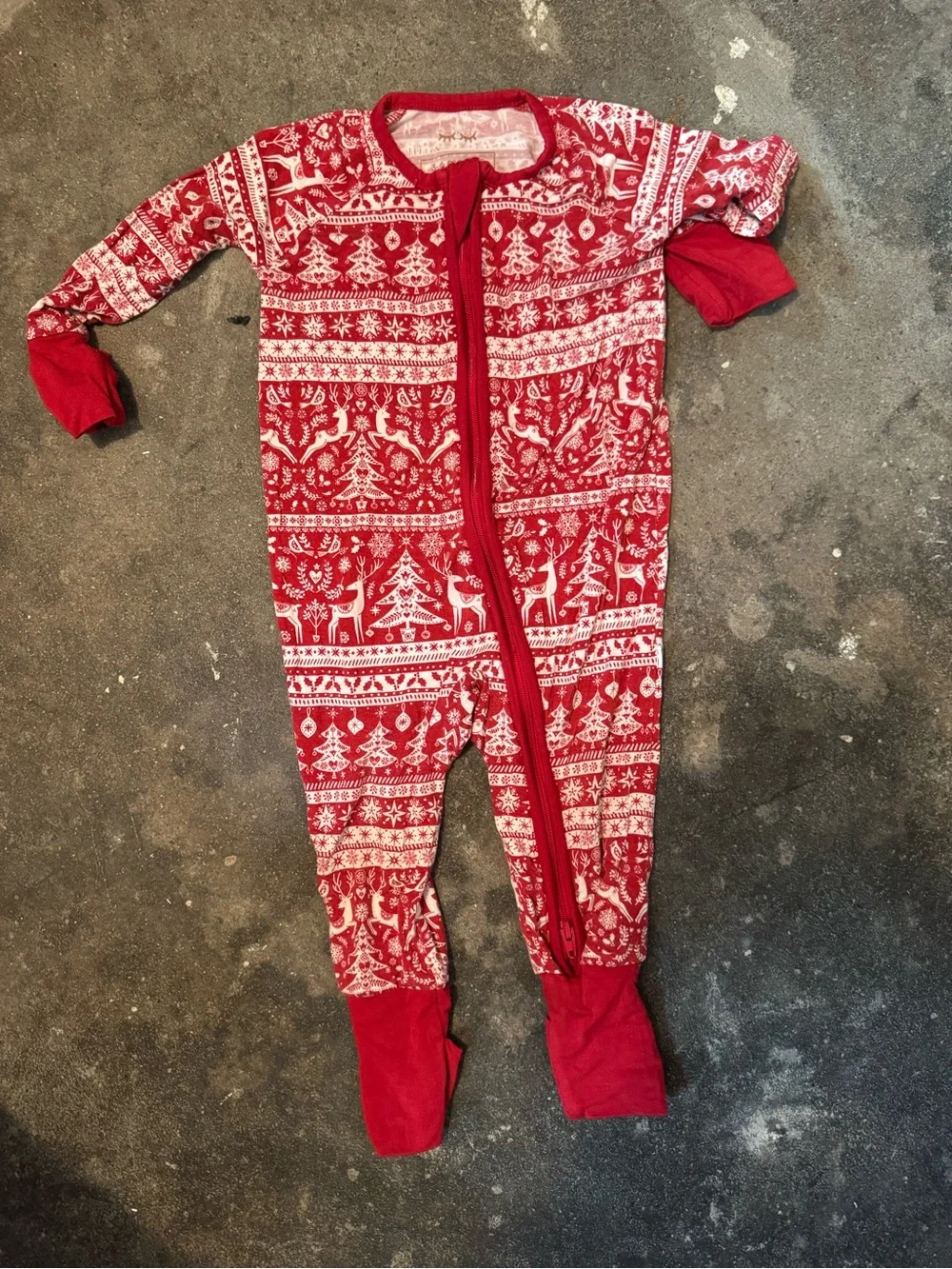 Little Sleepies Red Holiday Fair Isle Footed Pajamas